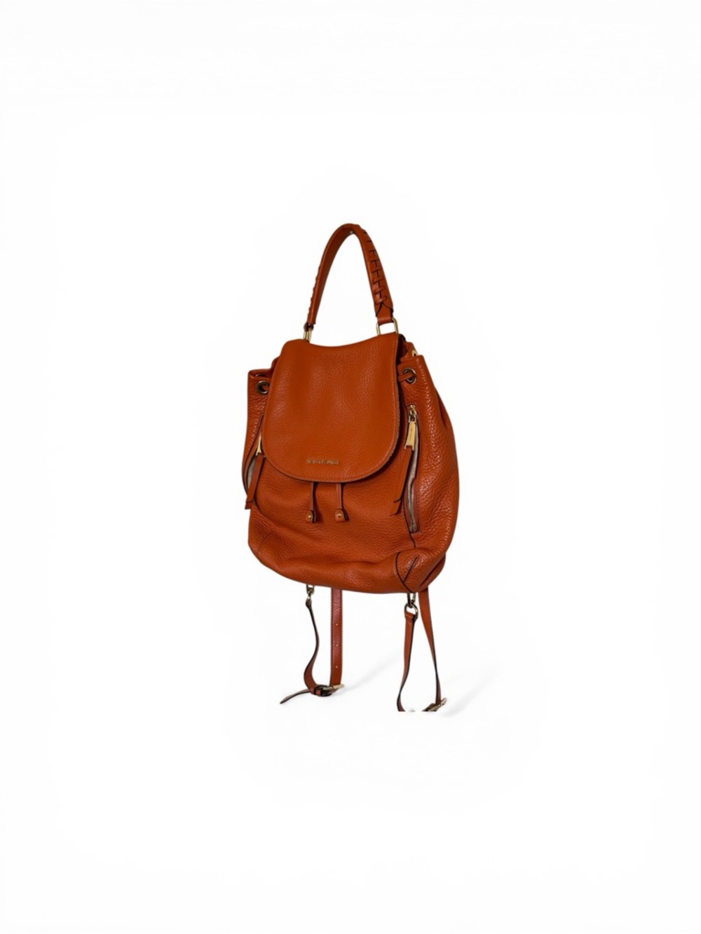 Michael Kors Orange Pebbled Leather Drawstring Backpack - Picture 7 of 7